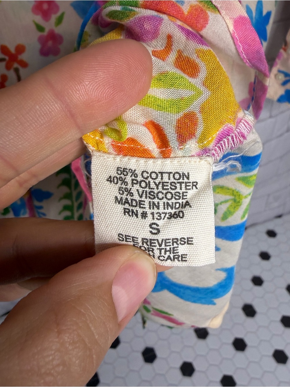 Violet Sky Boho Floral Button Up Blouse Size Small Colorful Cottagecore Retro - Picture 9 of 9